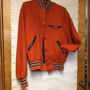 HARLEY DAVIDSON ... HOLLOWAY ... men’s bomber jacket sz Large orange